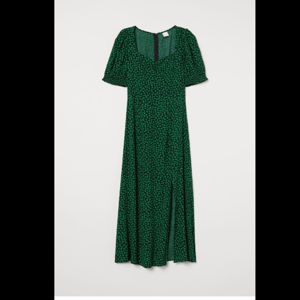 NWT H&M patterned dress black/green floral maxi size Medium
